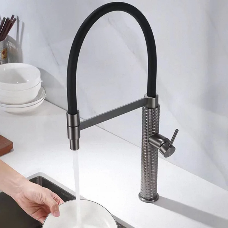 CDBM Solid Brass Kitchen Sink Faucet Hot & Cold Water Mixer European Telescopic Support Pull Out Tap CFT‑019H