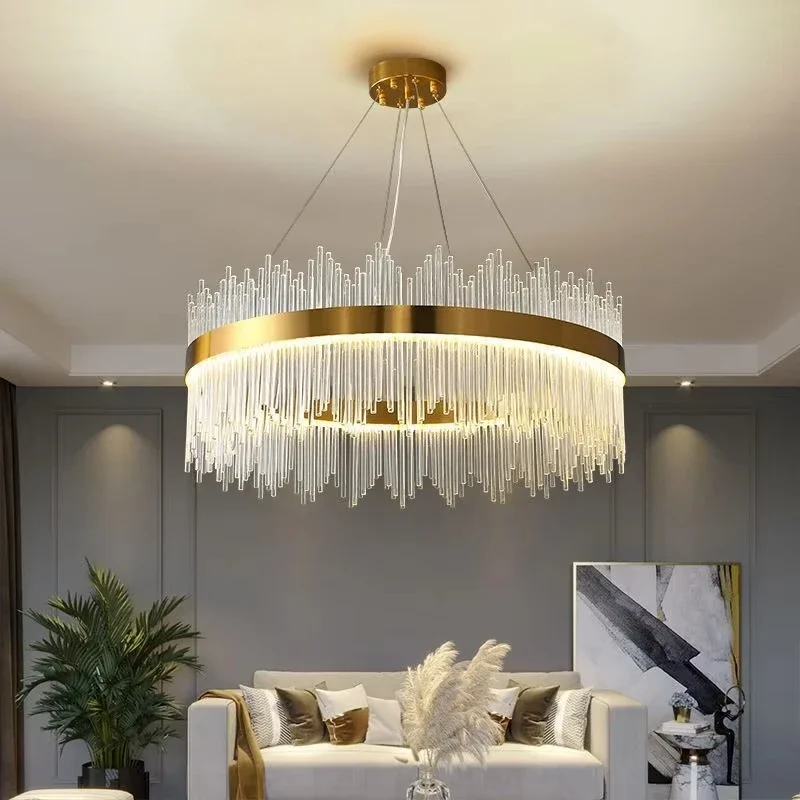 

Light Luxury Living Room Chandelier Post-modern Crystal Bedroom Dining Room Model Room Round Atmosphere Large Chandelier Fixture