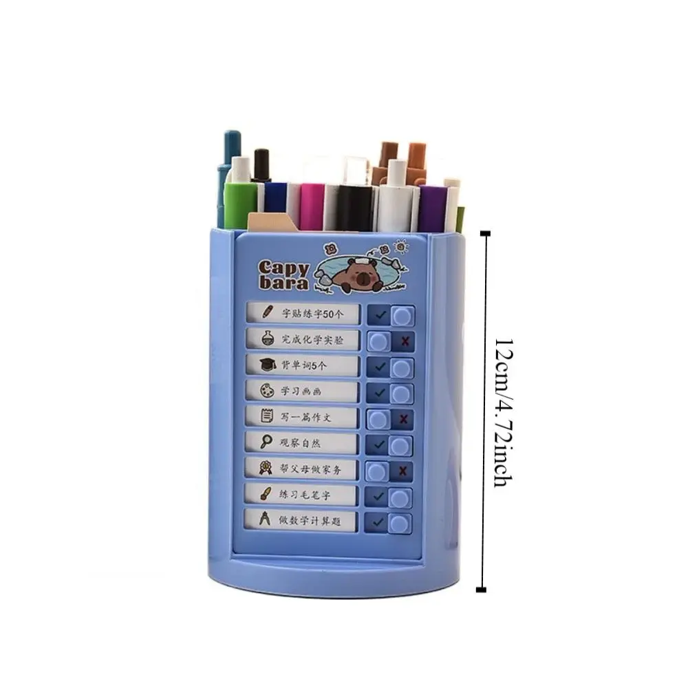Self-discipline Punch 360° Rotating Pen Holder Schedule Memo Plastic Makeup Brush Holder Large-capacity Chores Checklist