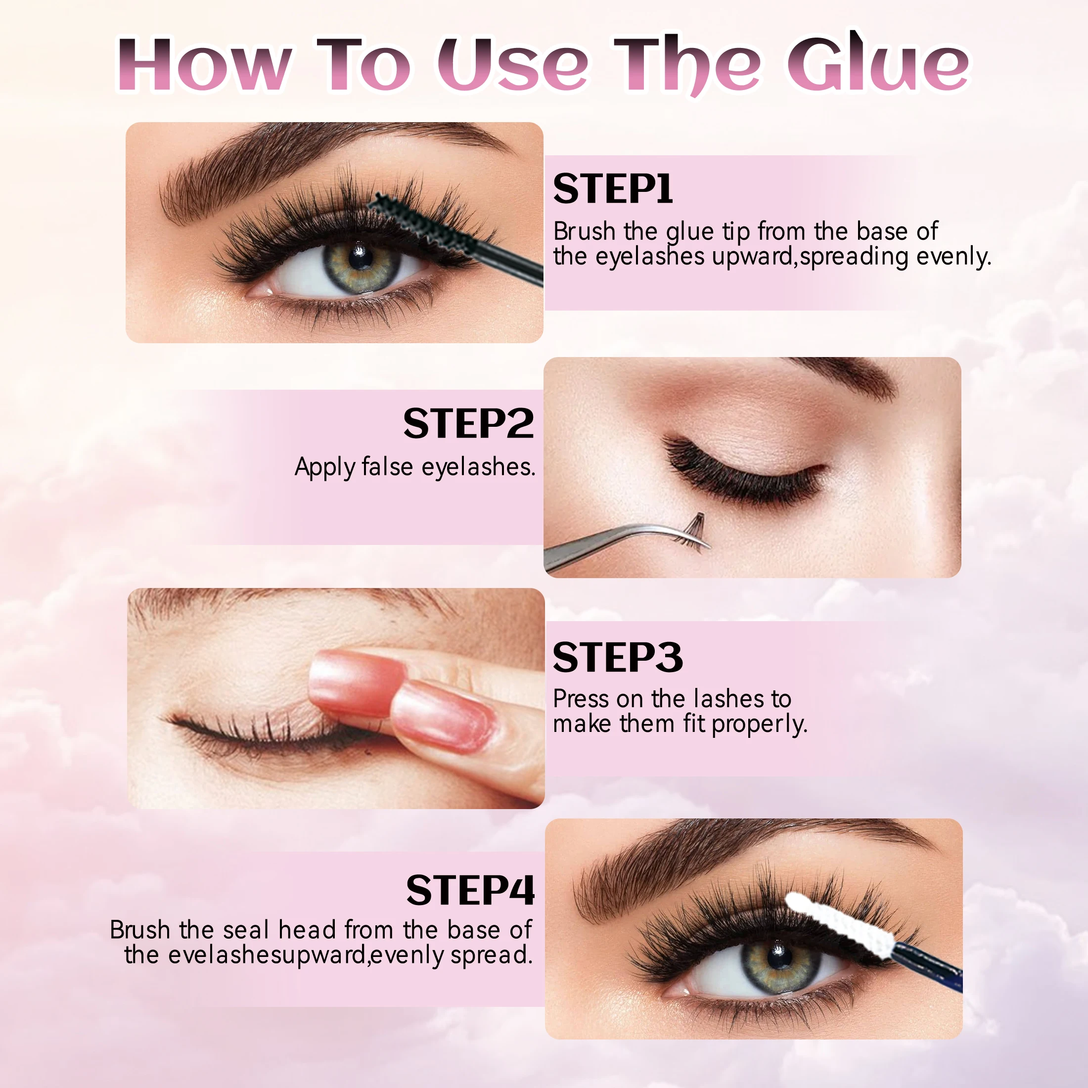 Kit d'extensions de cils, grappes de cils, ensemble de maquillage, bricolage, liaison et joint de cils, applicateur dissolvant de colle
