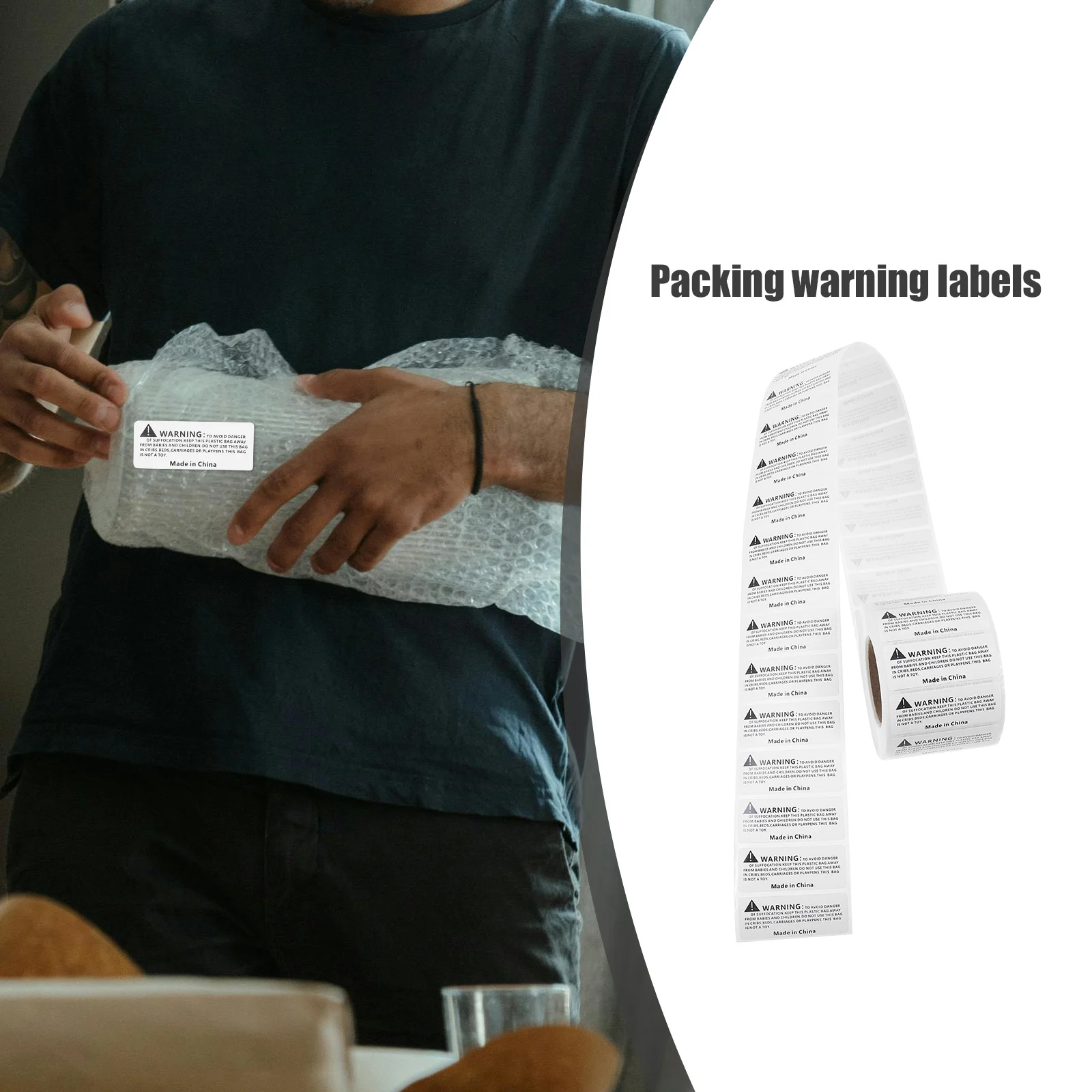 

1000pcs Suffocation Warning Labels Clear Self Adhesive Stickers 50x20mm Choking Signs Packing Boxes Storage Files