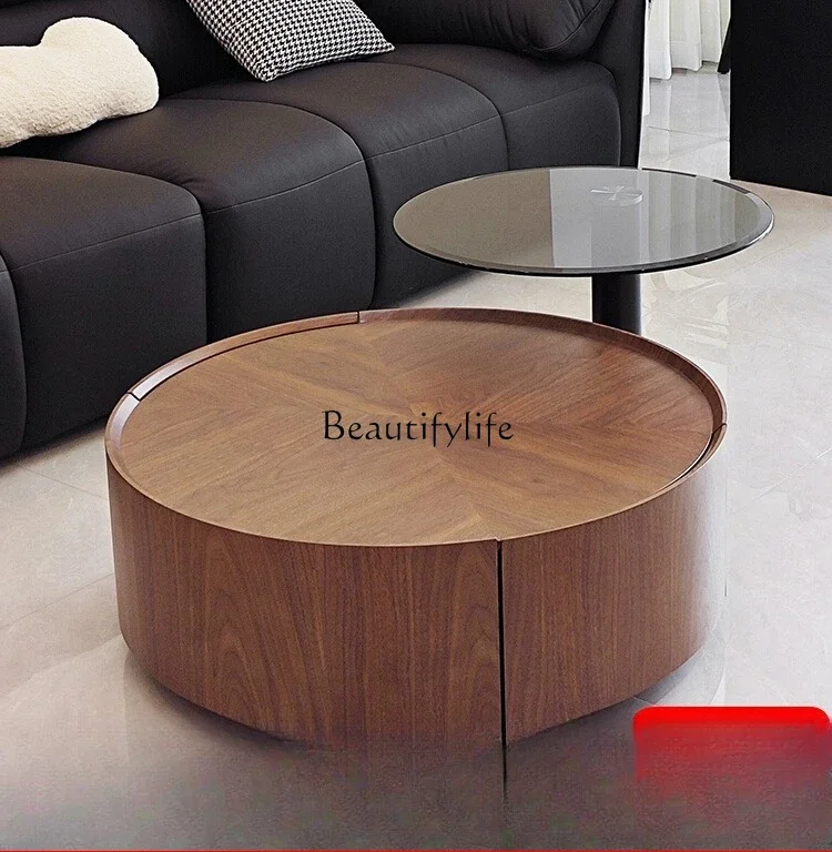 

04ld14Medieval walnut pattern coffee table living room minimalist storage coffee table table