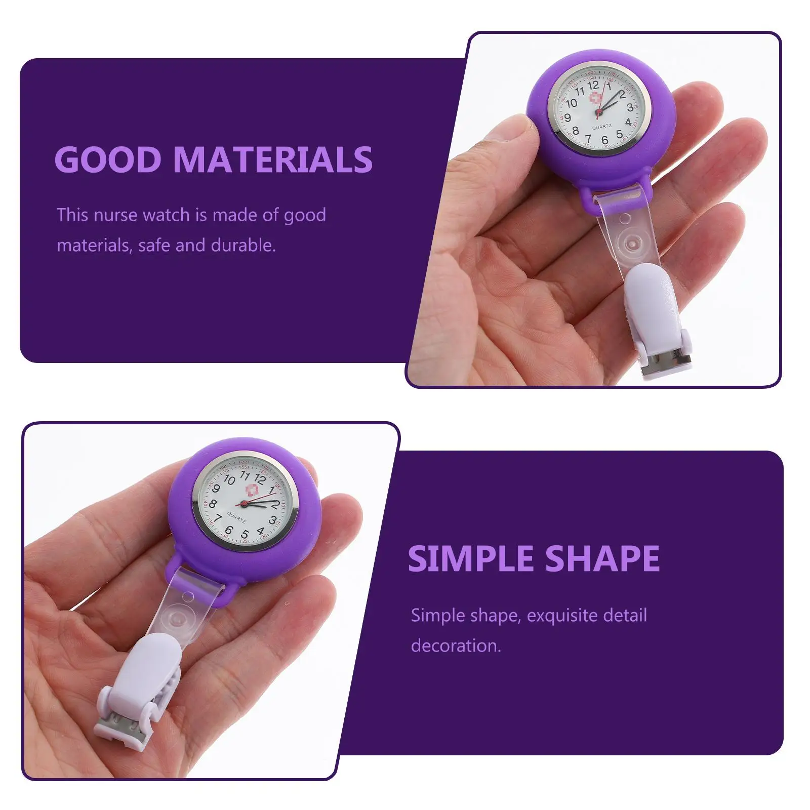Nurse Watch Clip White Color Lightweight Professional Pocket Watch Student Accessories Multi-function