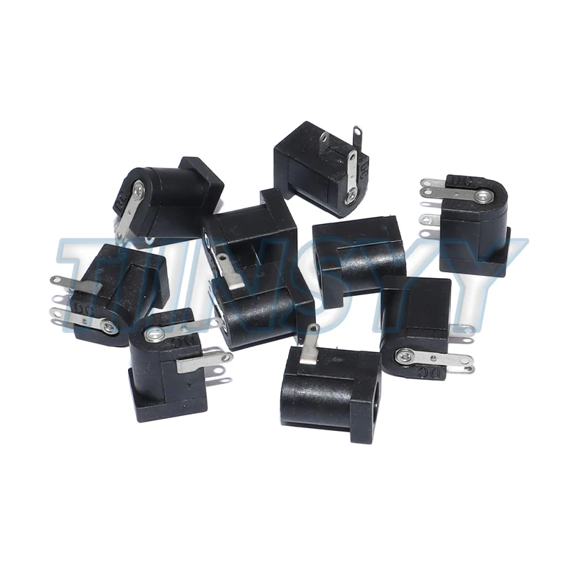 10pcs 5.5x2.1mm DC-005 Black DC Power Jack Socket DC Connectors Supply Barrel-Type Right Angle PCB Mount Terminal