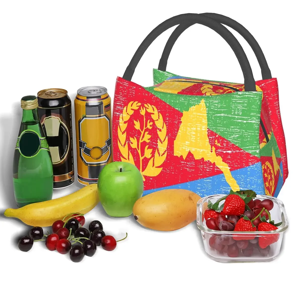 Lunchtaschen mit Eritrea-Flagge, stolz, eritreisch, isolierte Bento-Box, auslaufsichere Lunchtasche, Picknicktaschen, Kühler, Thermotasche für Damen und Kinder