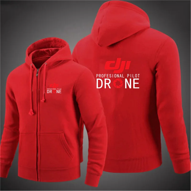 2024 New Dji Professional Pilot Drone Autumn Hooded Sweatshirts Men\'s Hoodie Cardigan Solid Color Classic Jacket Clothing Tops