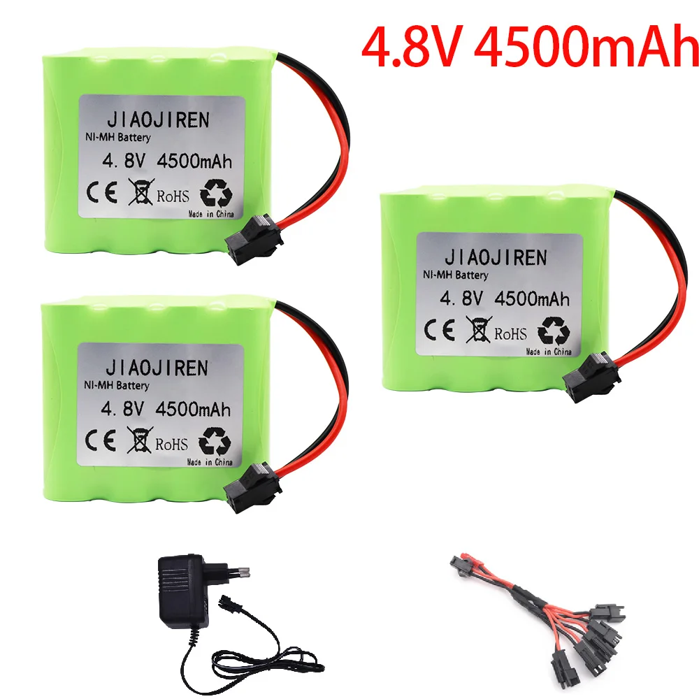 (Wtyczka SM) 4.8v 4500mah NiMH zestaw z ładowarką akumulatorowa do zabawki zdalnie sterowane samochodów czołgi roboty łodzie pistolety Ni-MH AA 4.8v