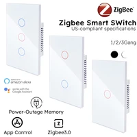Interruptor inteligente Zigbee, control por voz de Google Alexa, sin cable neutro, instalación del interruptor de luz táctil