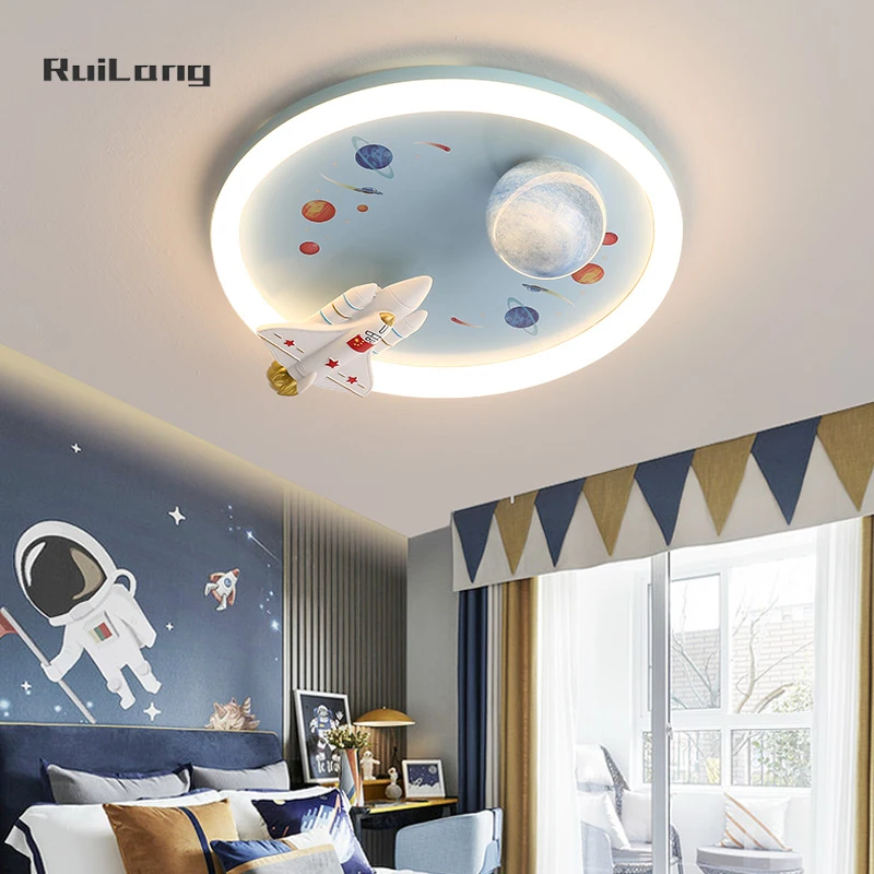 

Children Room Ceiling Lamp Rocket Space Planet Chandelier for Kids Room Light Ceiling Decor Blue Cartoon Boy Bedroom Lamp Plafon