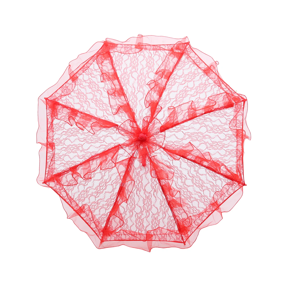 

Wedding Umbrella Small Red Parasol Vintage Bridal Photo Props Handmade Lace Cotton Elegant Design Wedding Party Parasols