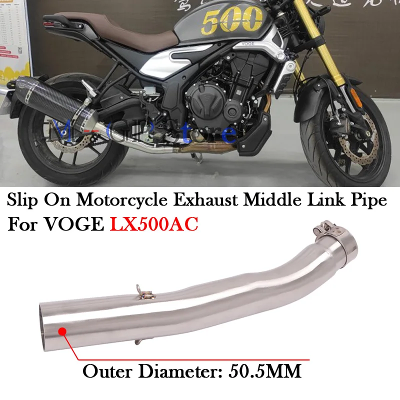 

Slip On For Voge 500 Voge500 LX500AC Motorcycle Exhaust Middle Link Pipe Muffler Modify Escape Moto Stainless Steel Bike Tube