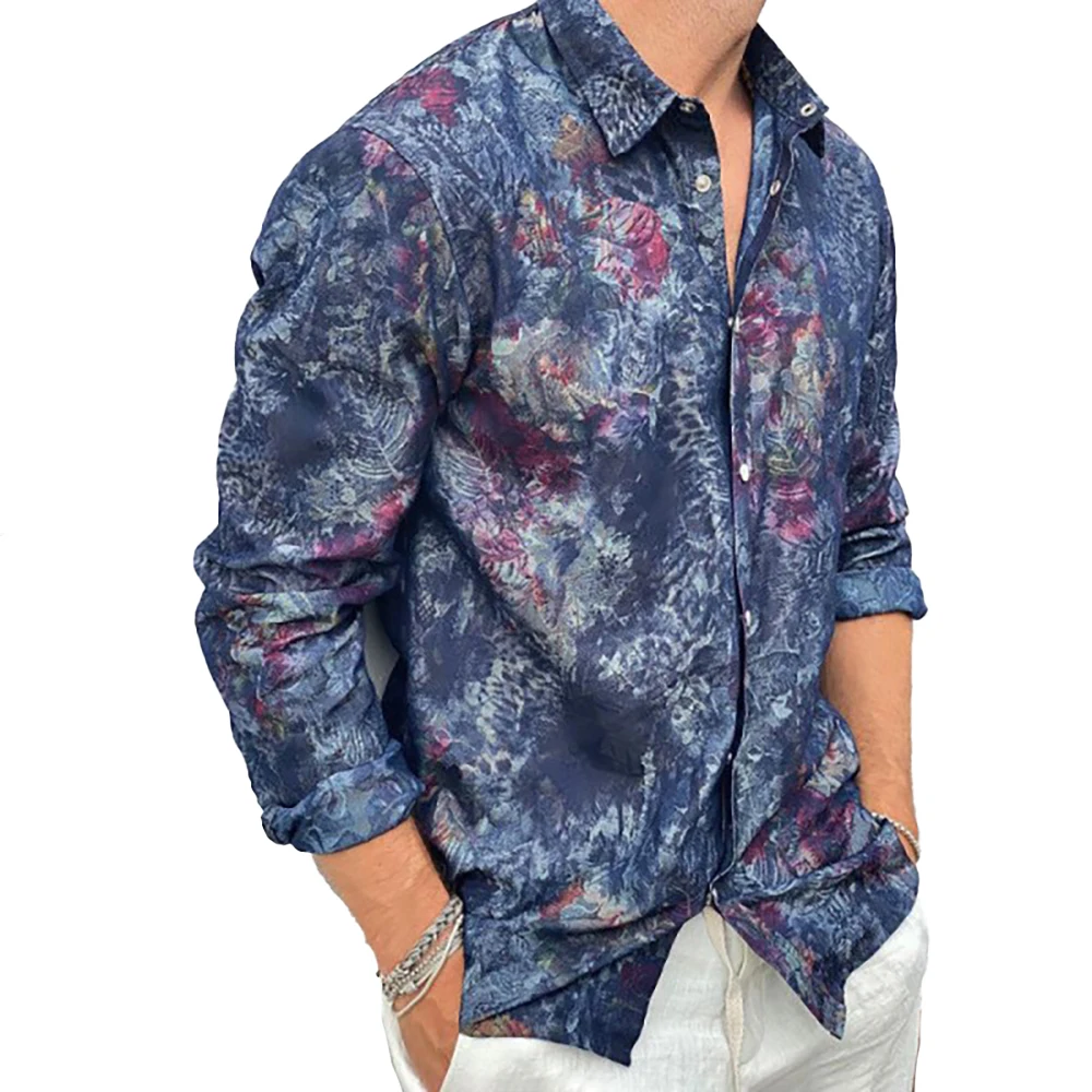 

Abstract Leaves Pattern 3D All Over Printed Hawaiian Button Up Shirts Full Sleeve Streetwear Vocation Casual Men Clothin