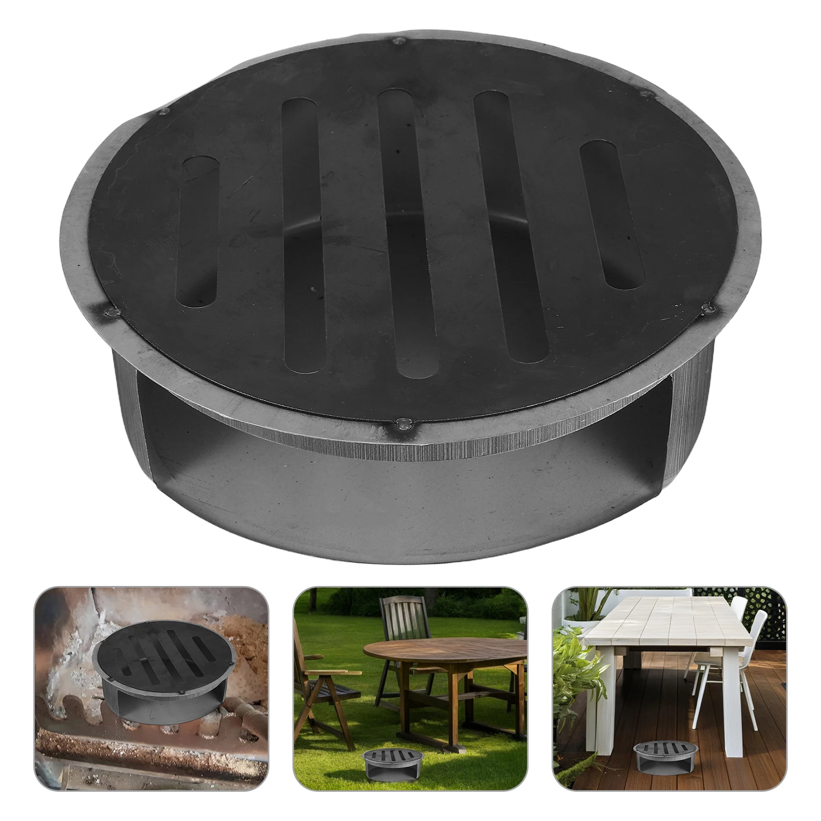 

Round Wood Stove Box Efficient Fire Pit Ash Tray With Mesh Fireplace Burning Rack Accessory For Outdoor Bbq Safe Ash Removal