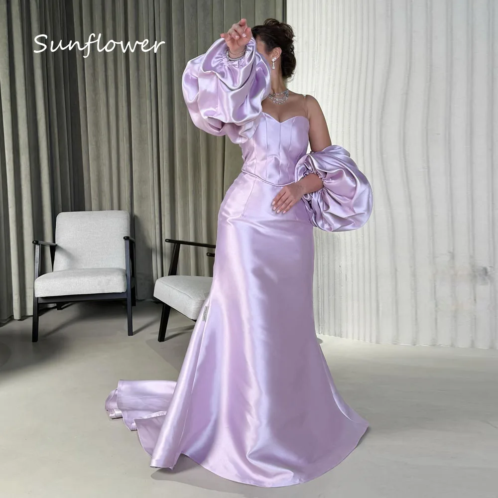 

Sunflower Purple Sweetheart Satin Mermaid Formal Evening Dress Saudi Arabia 2024 Slim Backless Floor-Length Prom Dress