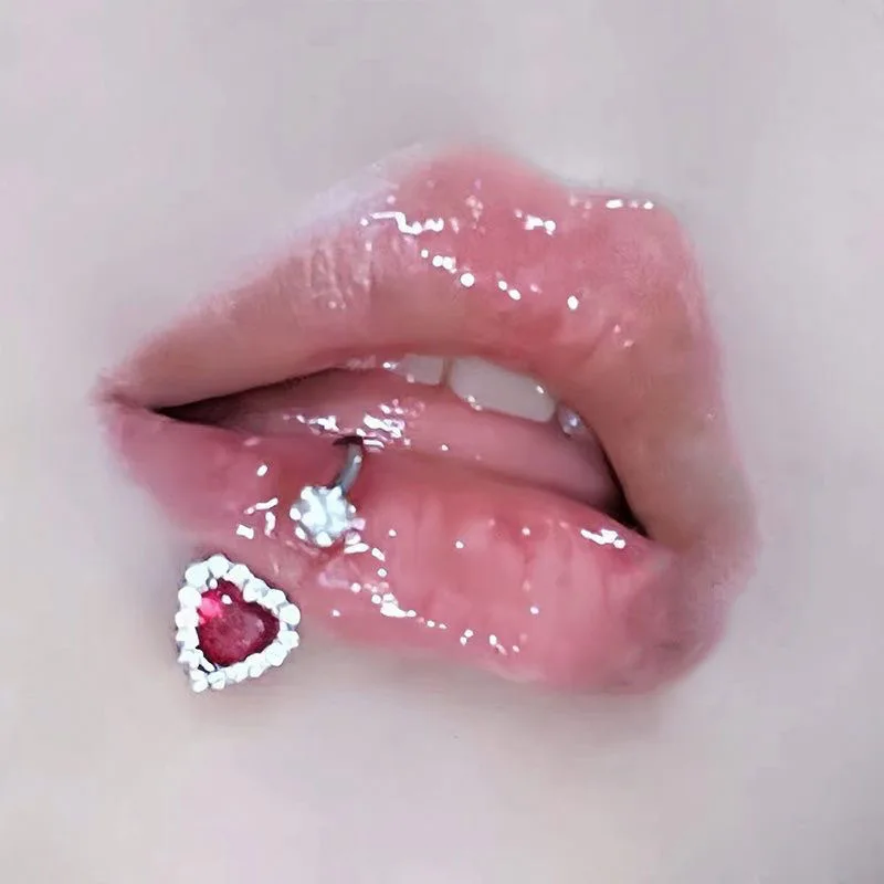 Fashion Love Big Diamonds Mud Ball Labret Piercing Stainless Steel Lip Ring Earbone Ring Sweet Wind Cute Piercing Jewelry