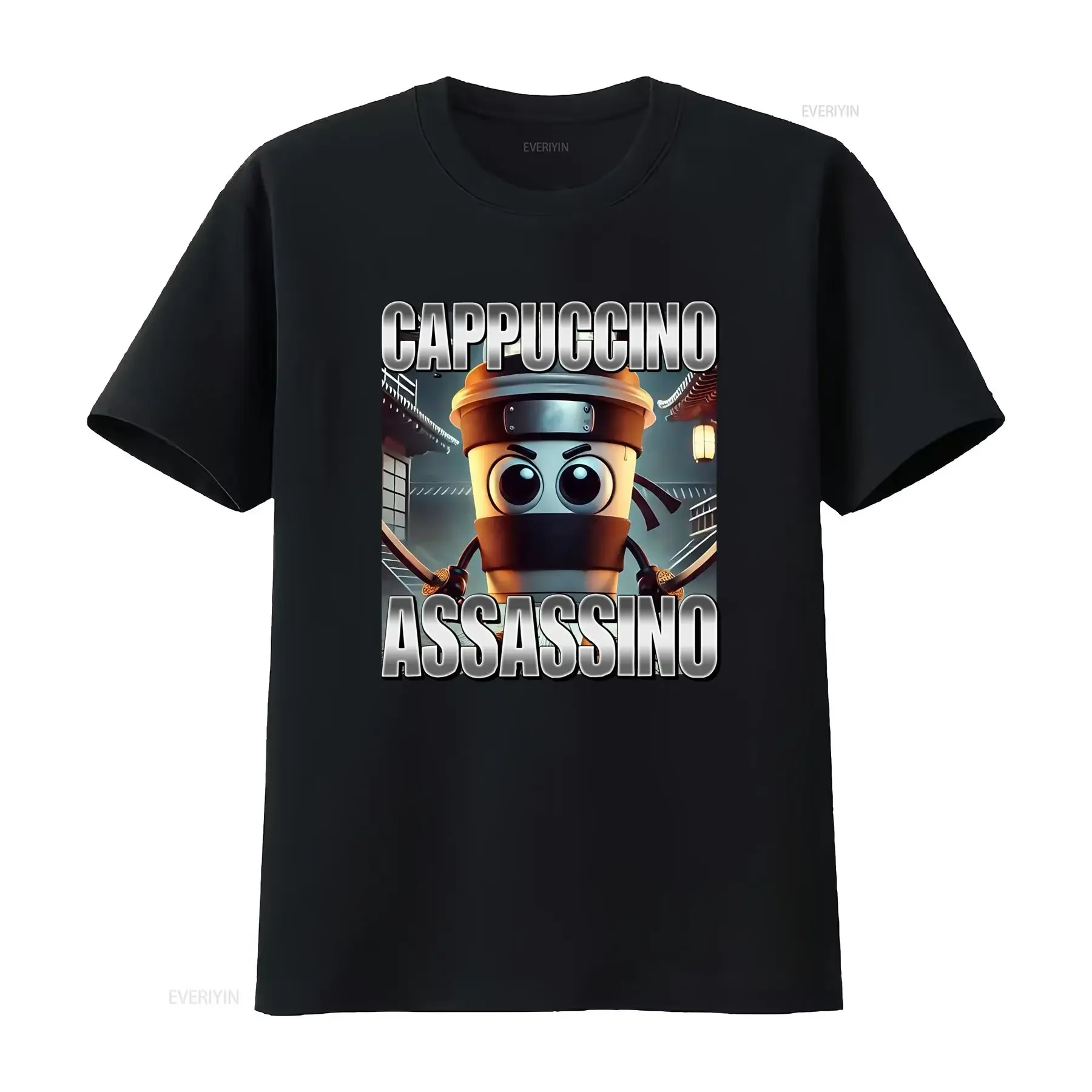 Cappuccino Assassino Coffee Lovers Italian Brainrot Meme T Shirt vintage Washed Casual Stretched streetwear Comfortable Stylish