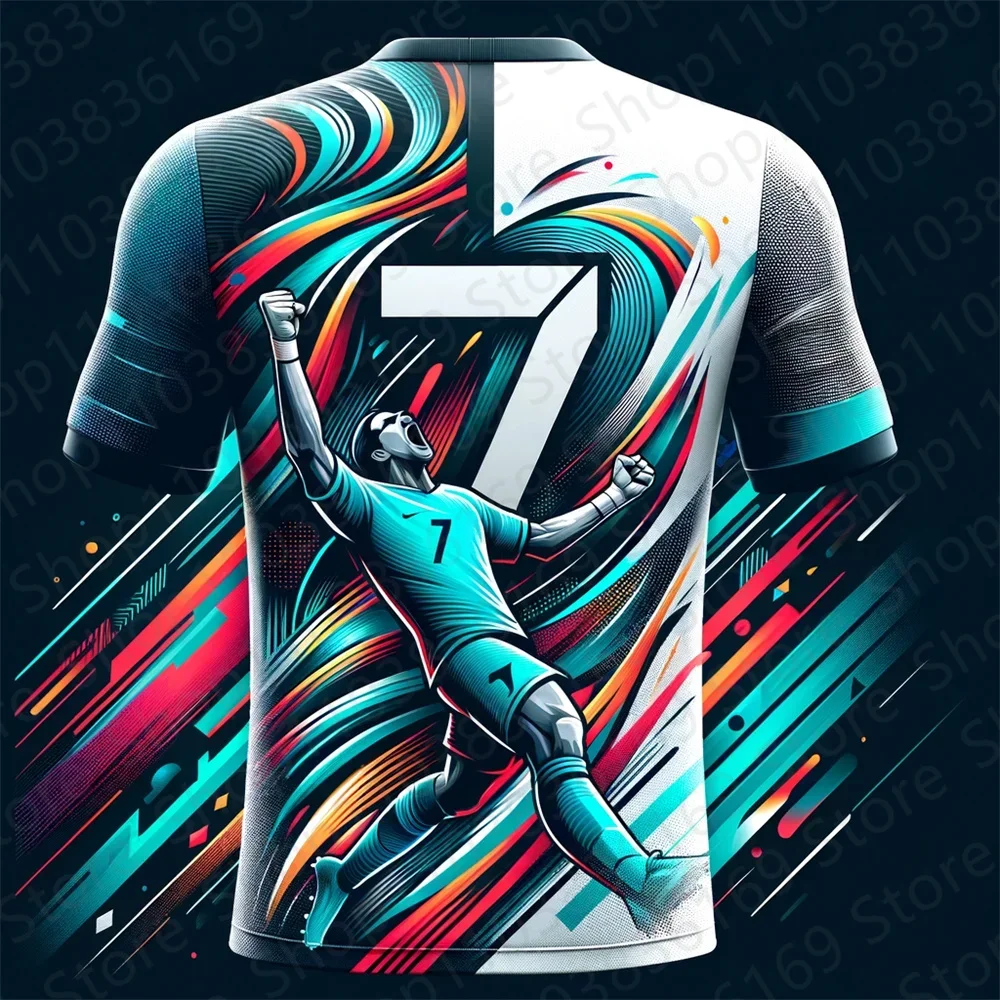 2024 New C Ronaldo Football Fan Jersey Kids Adult Summer Sports Soccer Training T-Shirt Children Top Round Neck Loose Sweatshirt