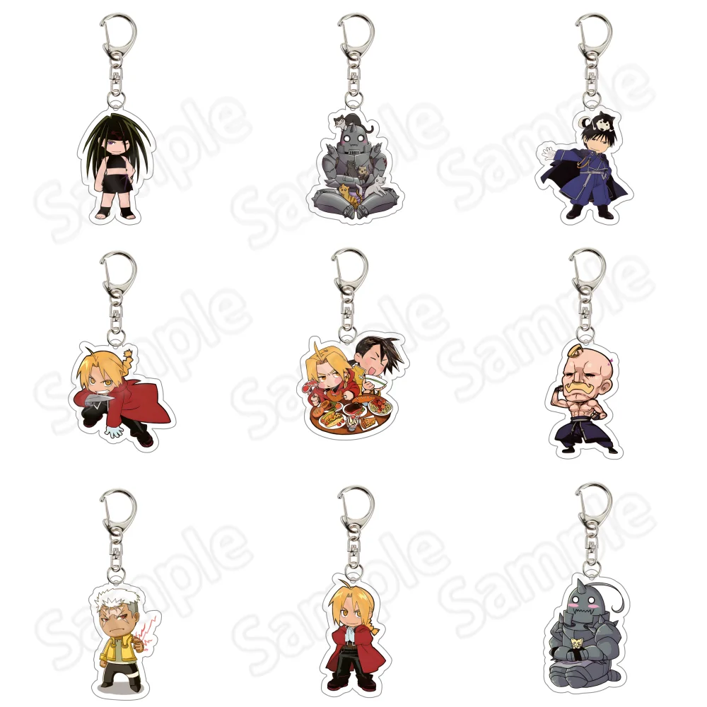 Llavero Acrílico de Anime Fullmetal Alchemist Brotherhood, Figura de Dibujos Animados de 6 cm, Colgante para Llavero, Regalo para Fans