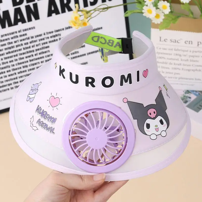 

Sanrio Cartoon Children Sunscreen Hat My Melody Fashion Fan Hat Summer Girls Cinnamoroll Kawaii Travel Big Eyes Sun Visor Hat