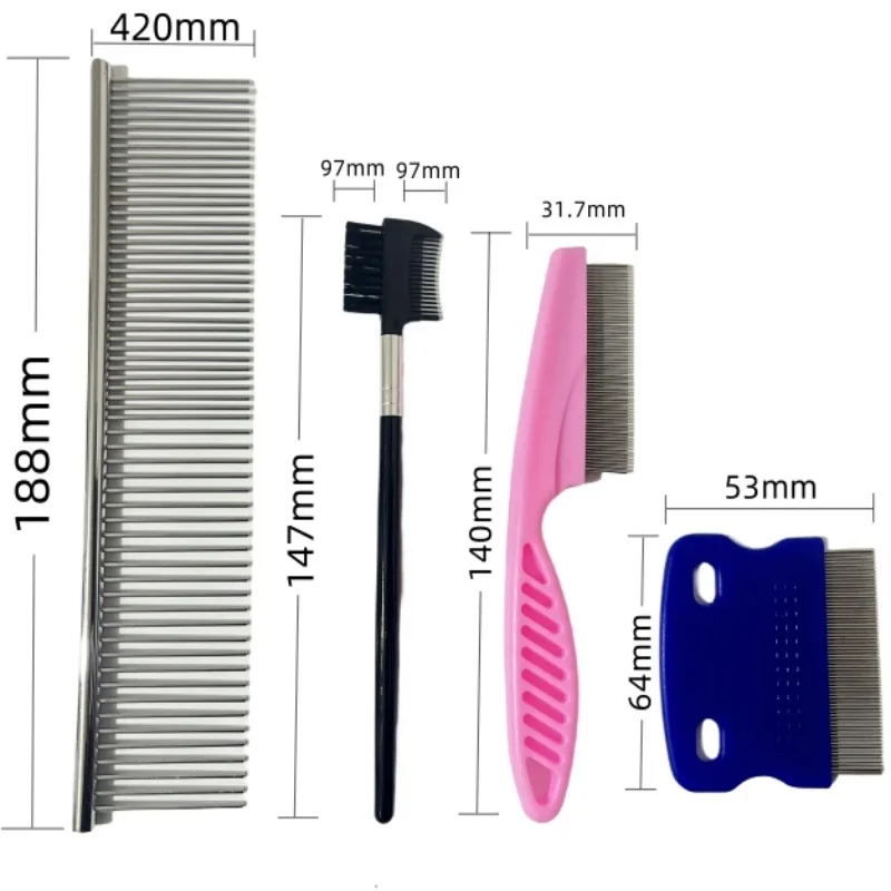 Pet flea comb, dense tooth needle comb, dog lice removal comb set, cat cleaning and grooming tool