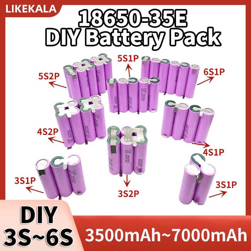 LIKEKALA 18650-35E لتقوم بها بنفسك بطارية ليثيوم أيون حزمة 3S 4S 5S 6S 11.1V 14.4 18V 25.2V 3500mAh 7000mAh لبطاريات أداة الطاقة