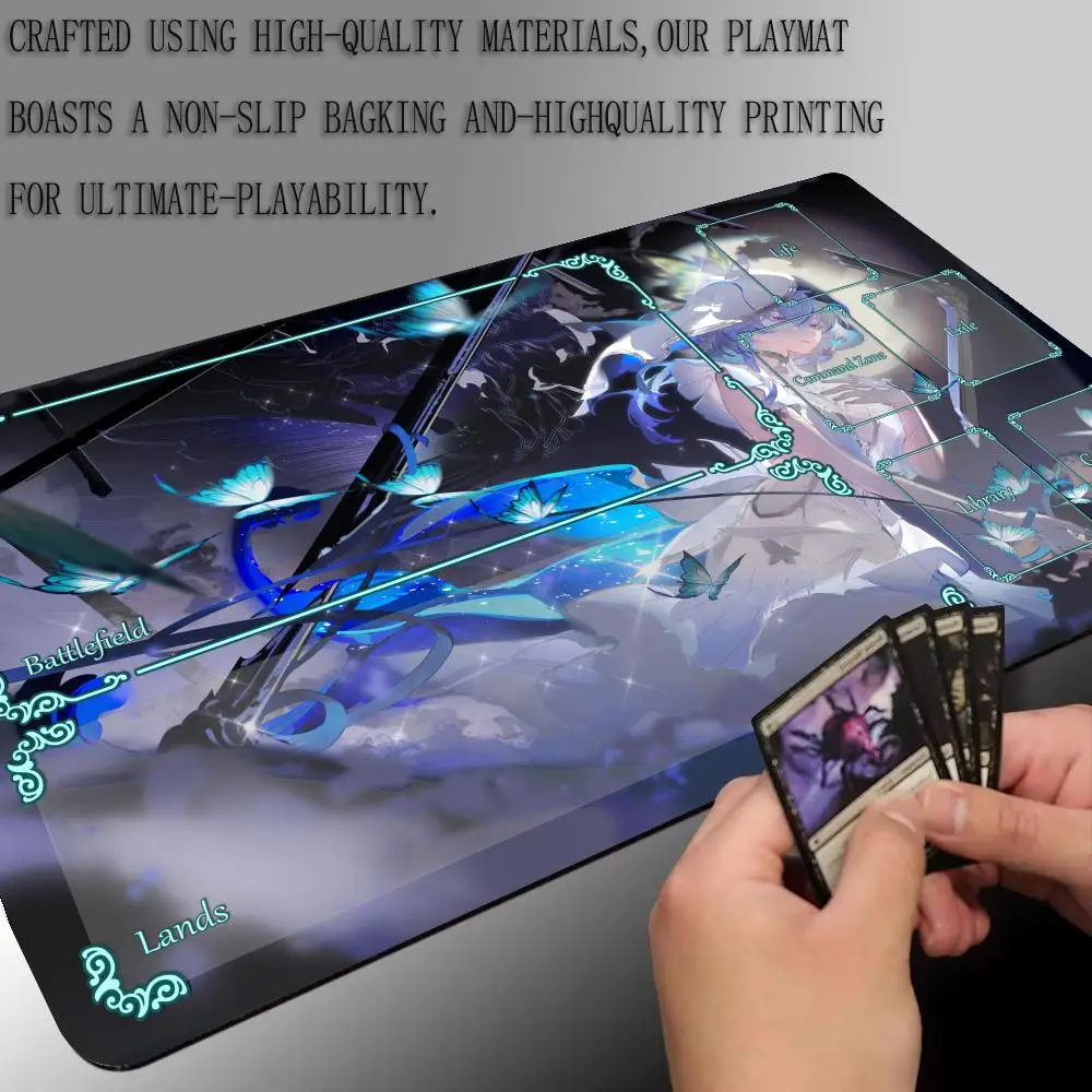 アニメガールテーマのマジックカードゲームマット、ゾーン付きMTGプレイマット、デスクマット、コマンダープレイマット、ゲームの集まりに最適なマジックラグ