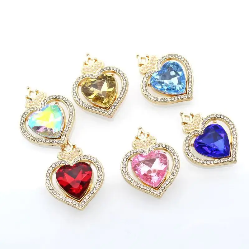 Cross Border New 10-piece Mini Heart-shaped Alloy Acrylic Pendant DIY Accessories Clothing Hair Accessories