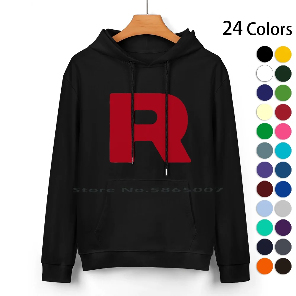 Team Rocket Grunt Cotton Hoodie Sweater 24 Colors Team Rocket Red Blue Green Yellow Gold Silver Crystal Heart Gold Soulsilver