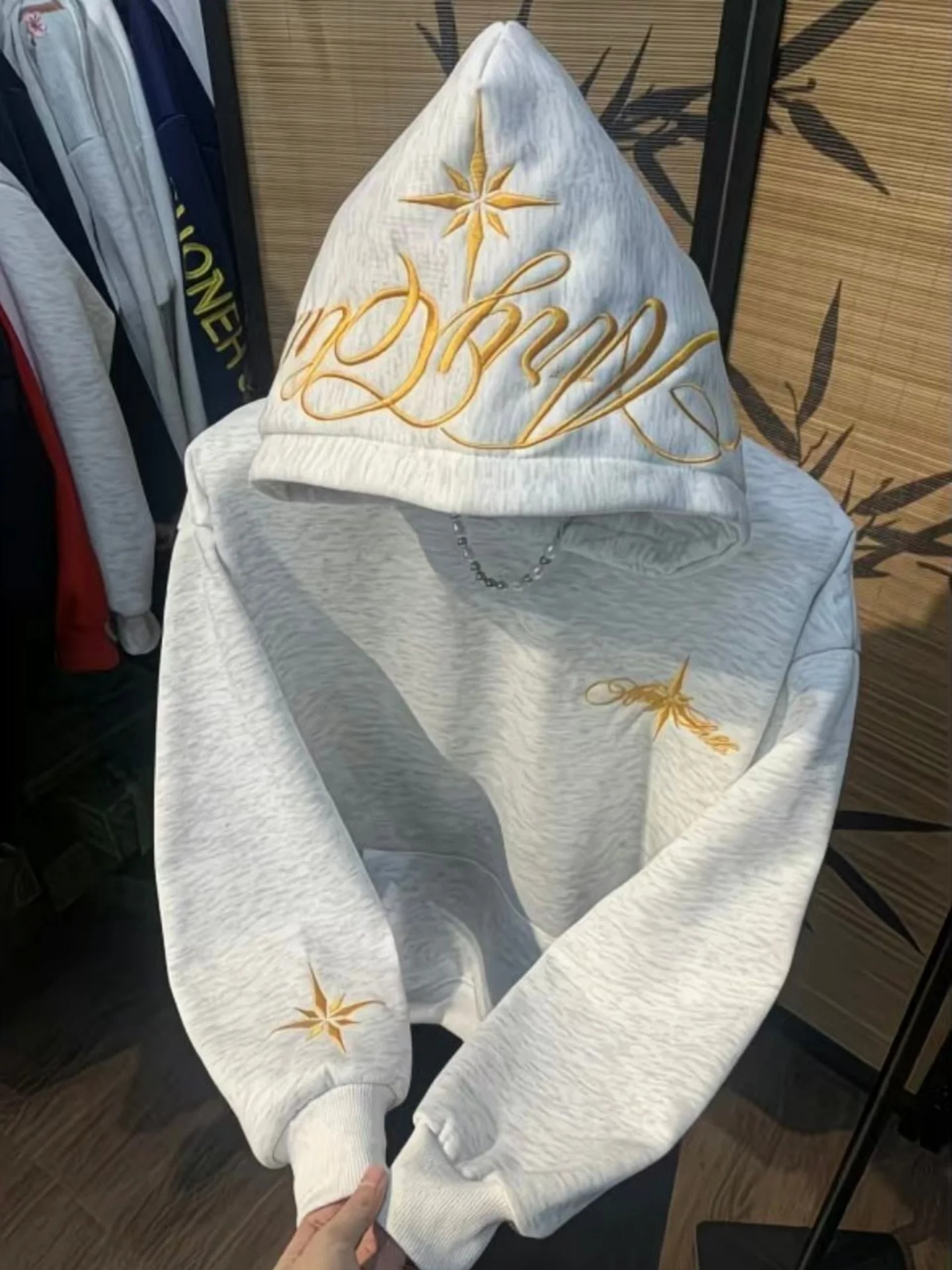 

Толстовка с капюшоном и вышивкой Thiened, свободная посадка, теплая уличная верхняя одежда для пар, дизайн Polar Star, длинный све