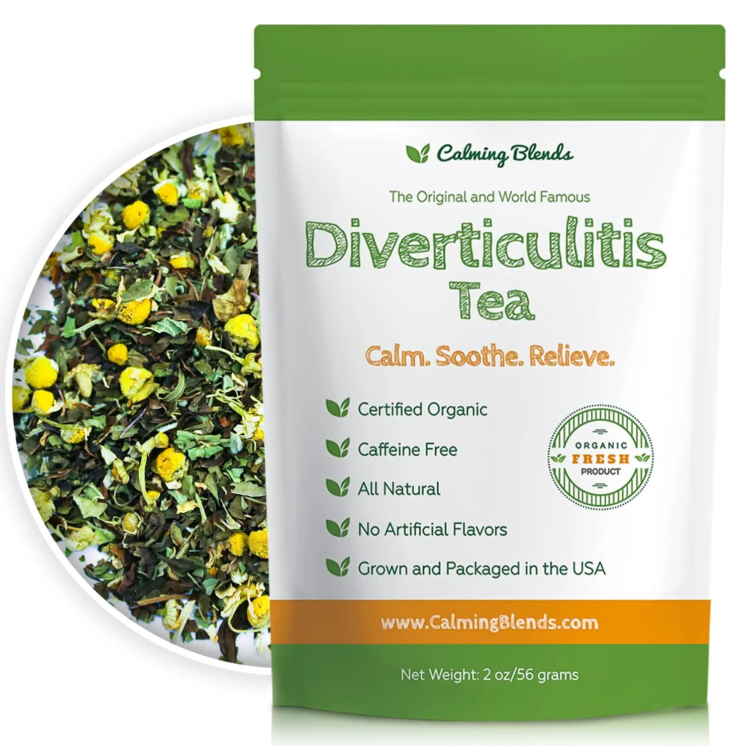 

Diverticulitis Tea | Organic Loose Leaf Tea, Caffeine Free | 36 Cups | Made In Usa