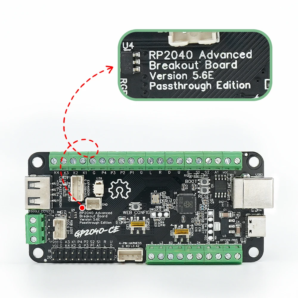 RP2040 Advanced Breakout Board USB Passthrough Fighting Board for Arcade Hitbox DIY Fighing Stick For PC/PS4/NS/PS5