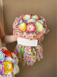 Colorful Dot Mesh Flower for Flowers, Korean Wrapping Paper for Flowers, Aesthetics Supplies, DIY Craft Art
