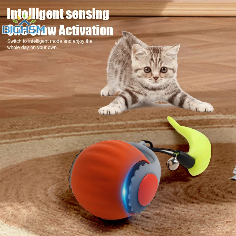 Cat Interactive Ball Toys Rolling Ball Faux Tail USB Rechargeable Pet Electric Toy Smart Automatic Teaser Pet Supplies