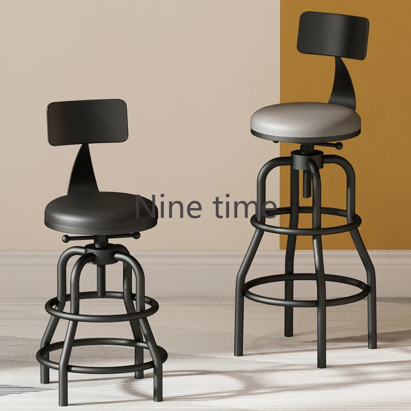 

Retro Swivel Bar Chairs Black Base Outdoor Mainstays Industrial Waterproof Bar Stool Reinforce Round Taburetes Altos Furniture