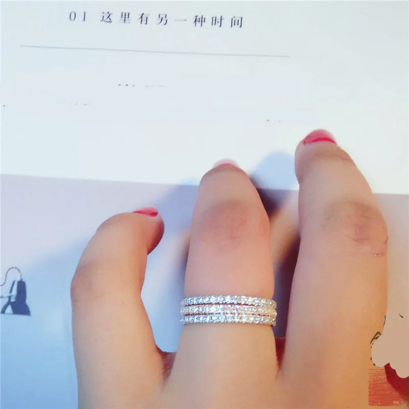 Women's Real Rose Gold Color Silver Classic Wedding Ring