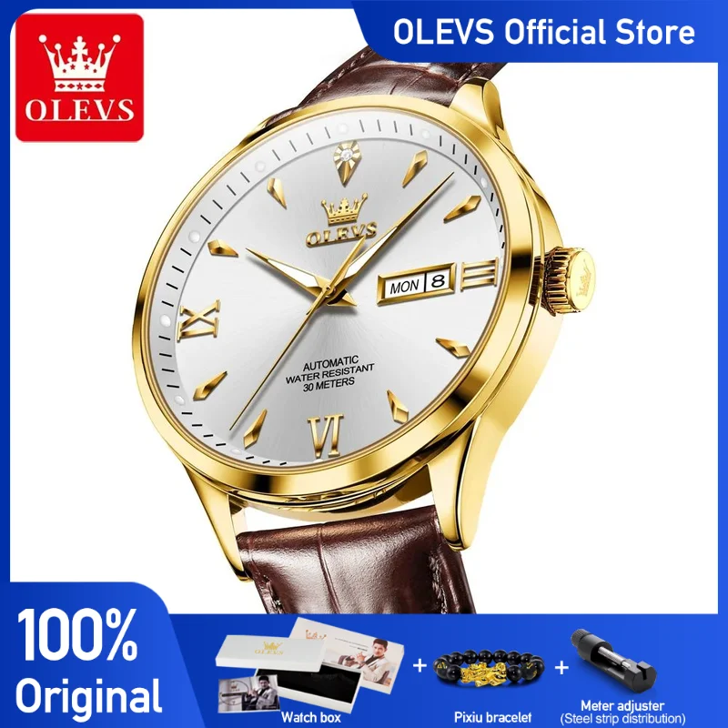 

OLEVS 9956 Мужские часы Классические модные оригинальные автоматические механические часы Водонепроницаемые светящиеся часы с датой дня для мужчин Reloj