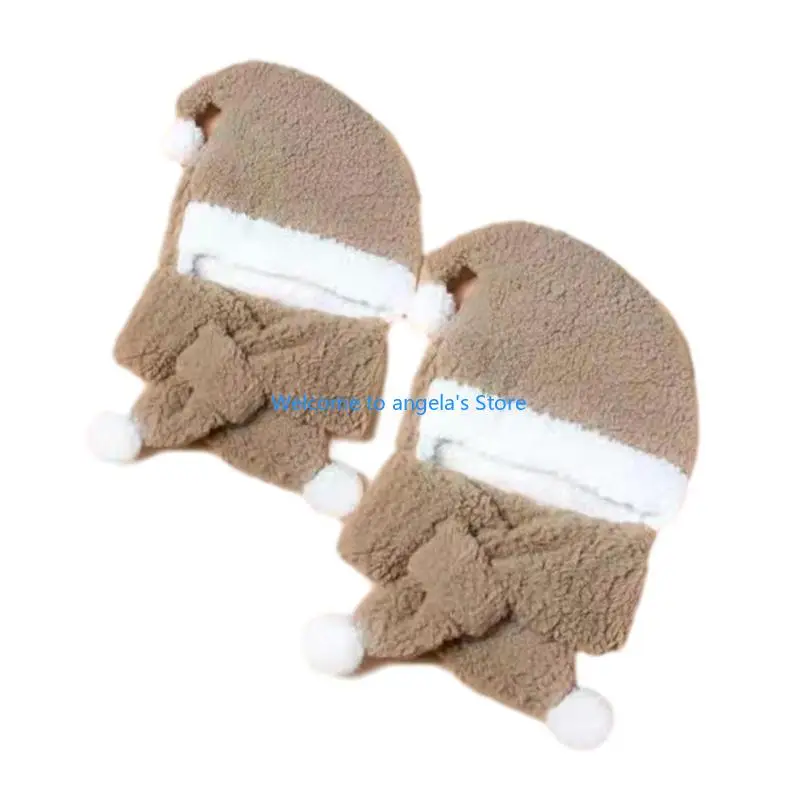 X4YC Adult Kids Christmas Santa Hat with Thicken Scarf for Winter Christmas Hat Party