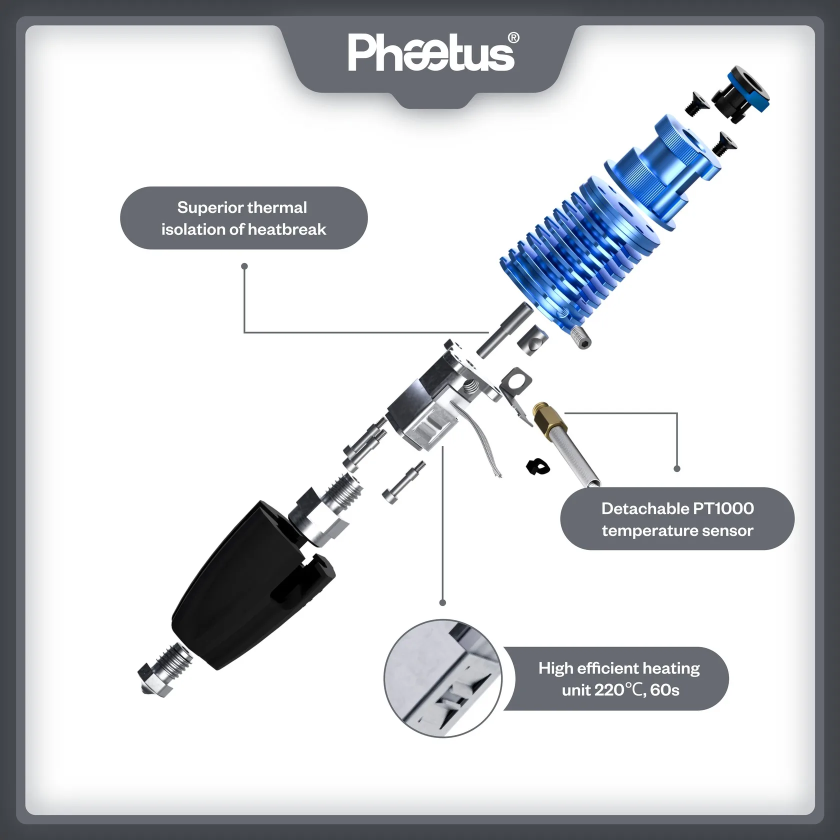 Imagem -03 - Hotend Uhf Ultra Alto Fluxo Rapido v2 104nt4 Pt1000 para Extrusora Voron Dde Ddb Ender3 v2 Cr10 v3 115w Chc c Rapido2