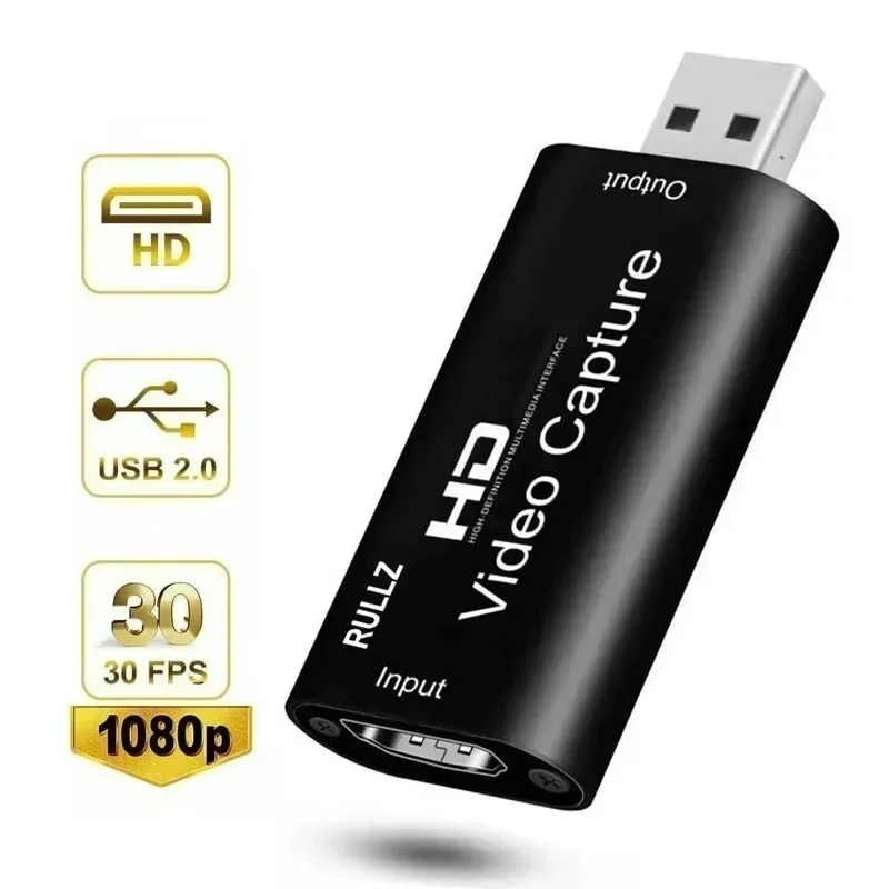 Placa de Captura de Vídeo USB 2.0 1080P, Saída 1080P, Entrada 4K, Caixa de Captura de Jogos 2.0 para PS4, DVD e Uso em Viagens