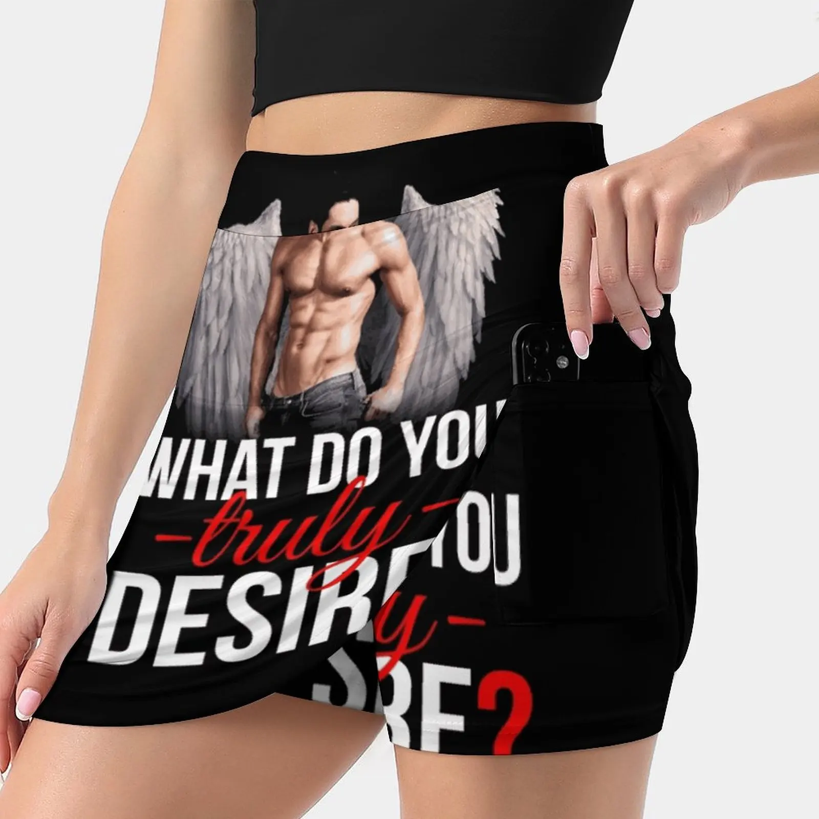 What Do You Truly Desire ? Fake Two-Piece Hakama Skirt Women Pencil Skirts Workout Sports Mini Skirt Lucifer Lucifer Devil