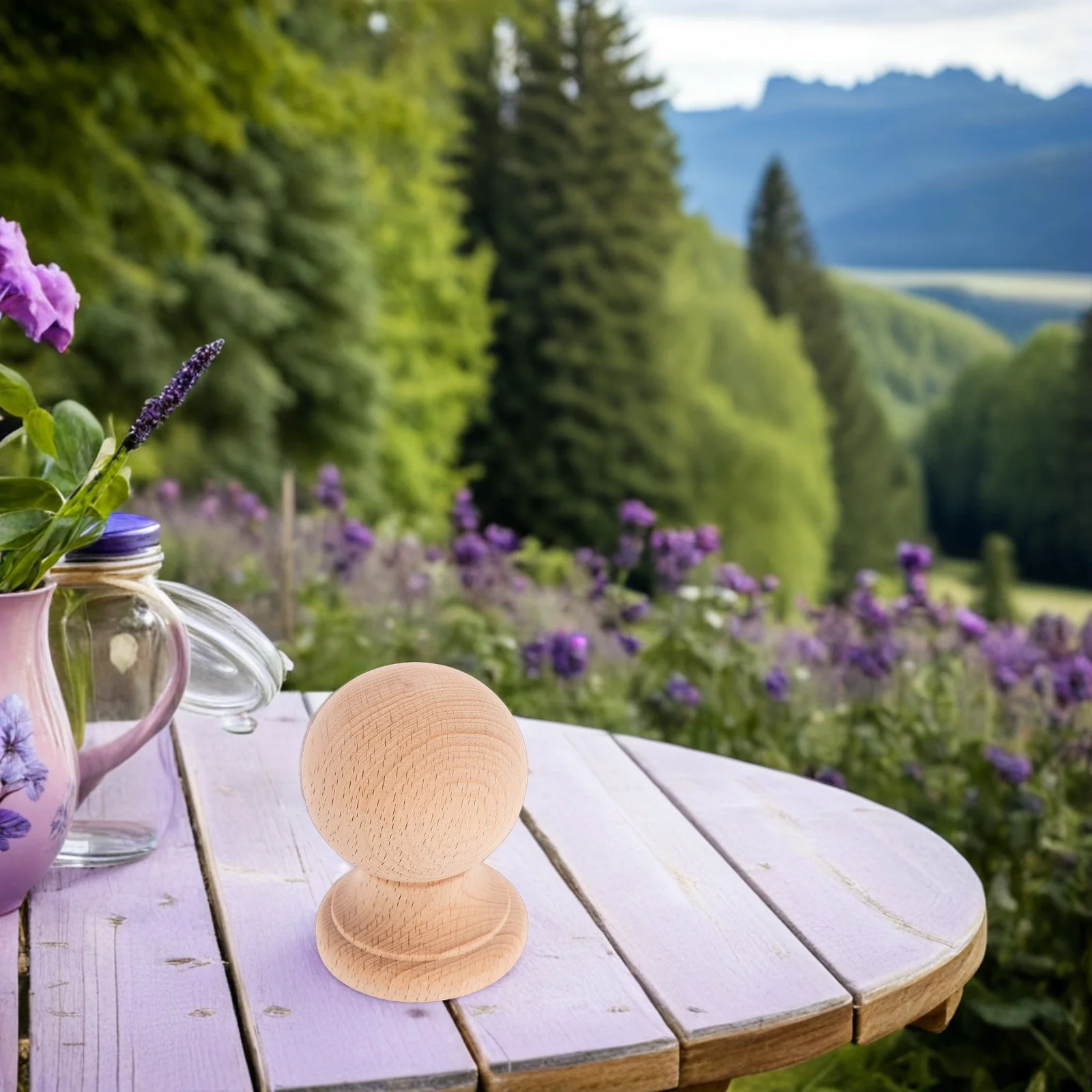 

2Pcs Unfinished Wooden Finials for Bed Post Staircases DIY Crafts Elegant Roman Design Natural Wood Texture Home Decoration