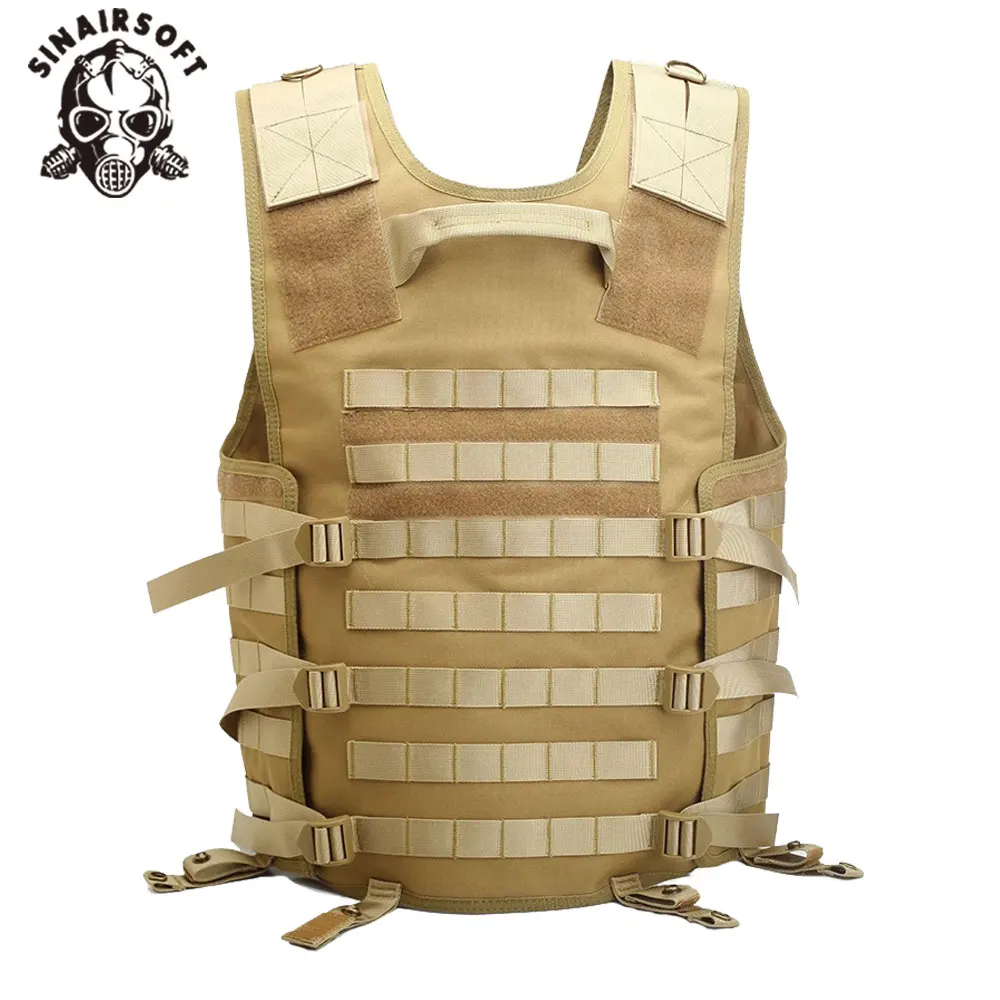 Tactical Molle Modular Nylon Vest With Hidden Mesh Hydration Pocket Outdoor Sport Fishing Safety Vests Hunting Combat Equipment