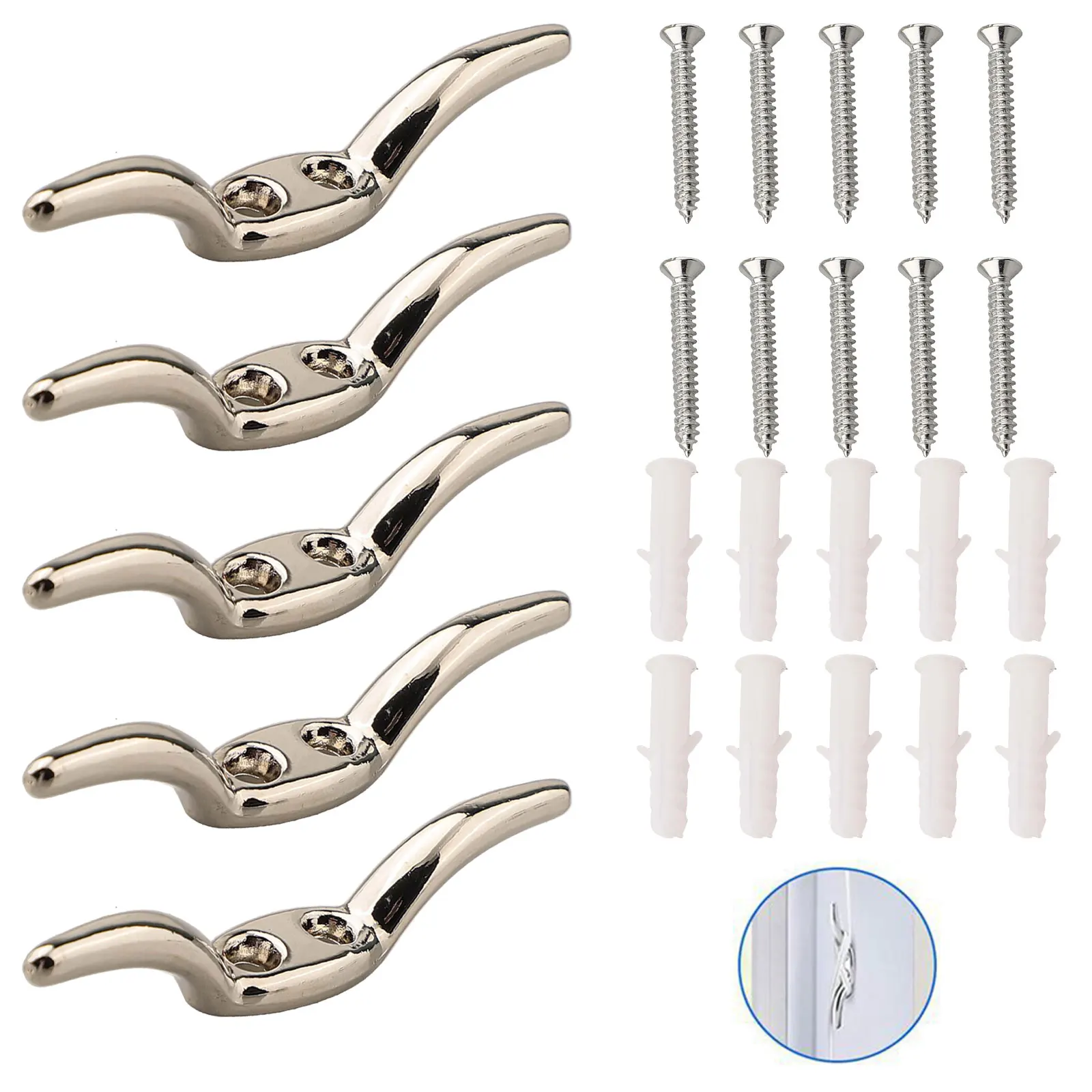 Metal Cleat Hooks for Curtains and For Blinds Strong Holders Designed to Withstand Heavy Weight Without Bending