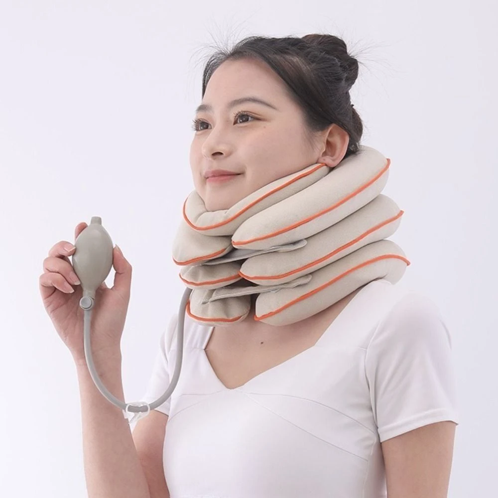 

Воздушное надувное устройство для вытяжения шейки матки, 4-слойные регулируемые носилки для шеи, ортопедический массаж, поддержка шеи, U-образная подушка для шеи