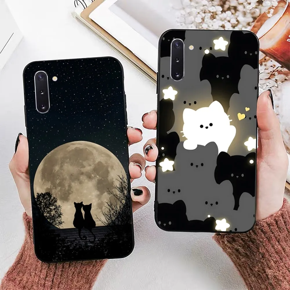 

New Little Black Cat Cute Couple I LOVE YOU Phone Case For Samsung Note 8 9 10 20 Pro Plus Lite M 10 11 20 30 21 31 51 A 21