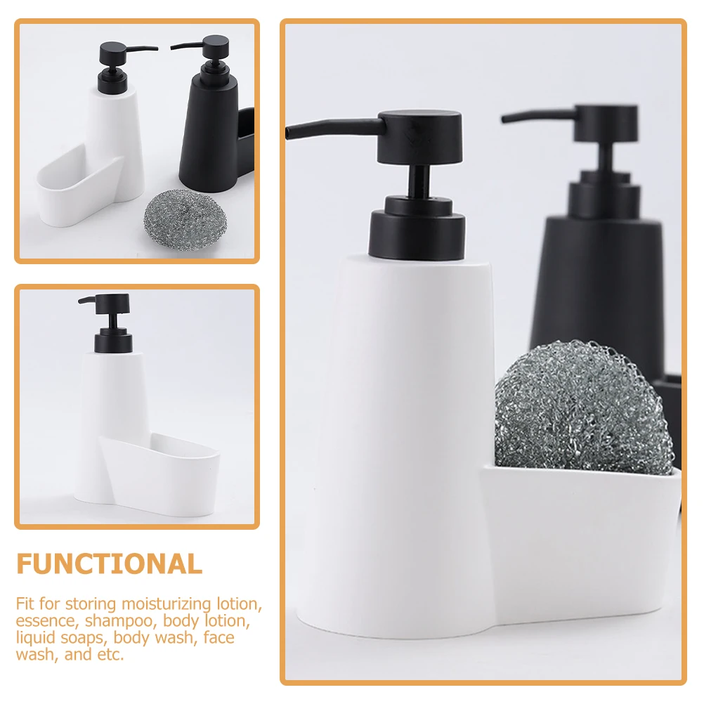 

Soap Dispenser Kitchen Sink Hand Dish Resin ABS Stainless Steel Holder Sponge Tray Large Capacity Removable Pump Practical