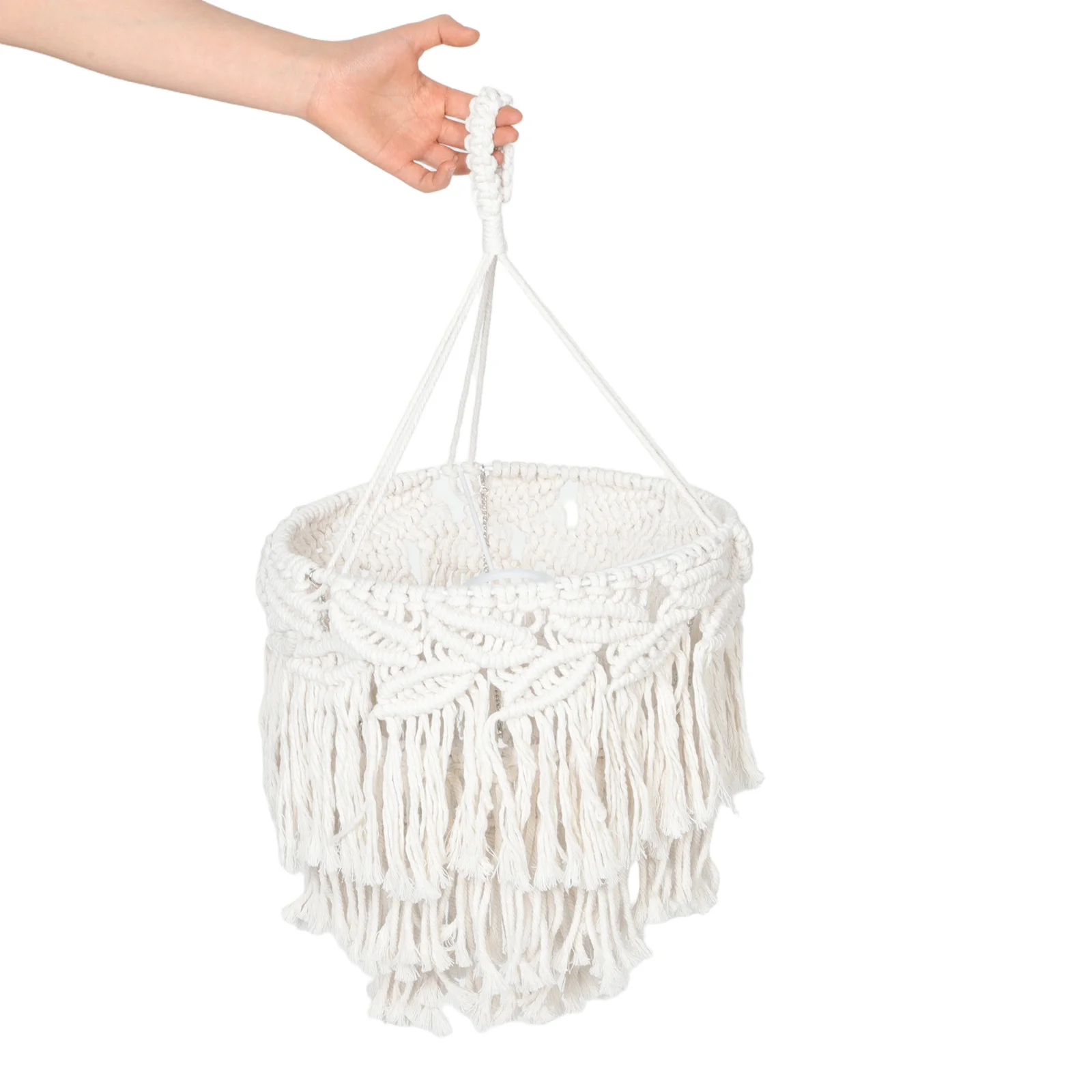 

1Set Hanging Lamp Shade Boho Tassel Macrame Pendant Light Cover Handcrafted Woven Cotton Decor for Living Room Indoor Modern