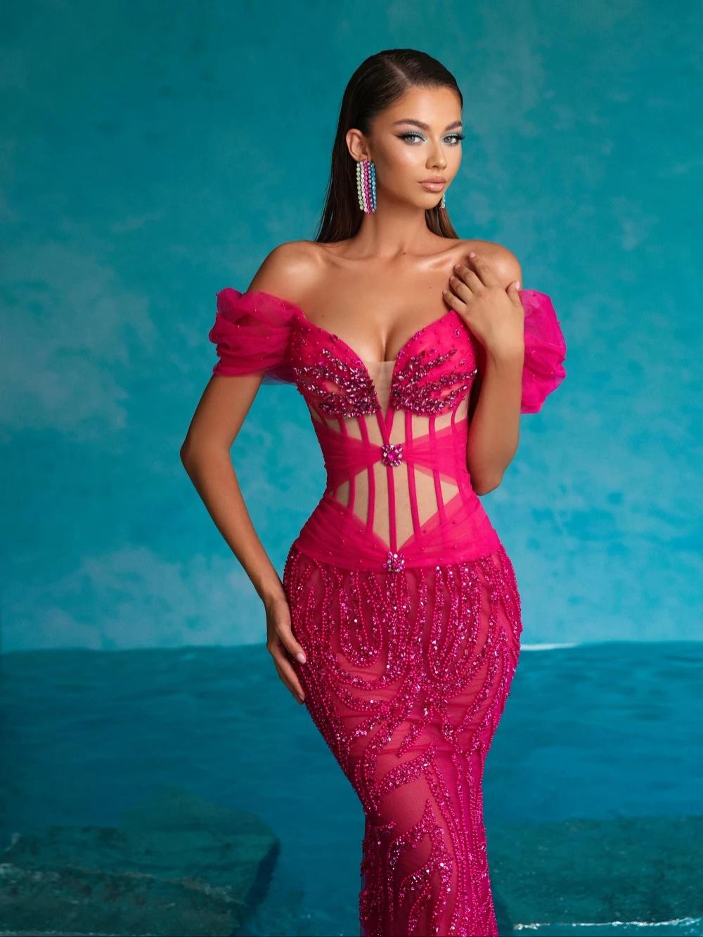 2026 Newest Dazzling Beaded Crystal MermaidEvening Dress Charming Off Shoulder Wedding Party Gown Customized Luxury Prom Dresses