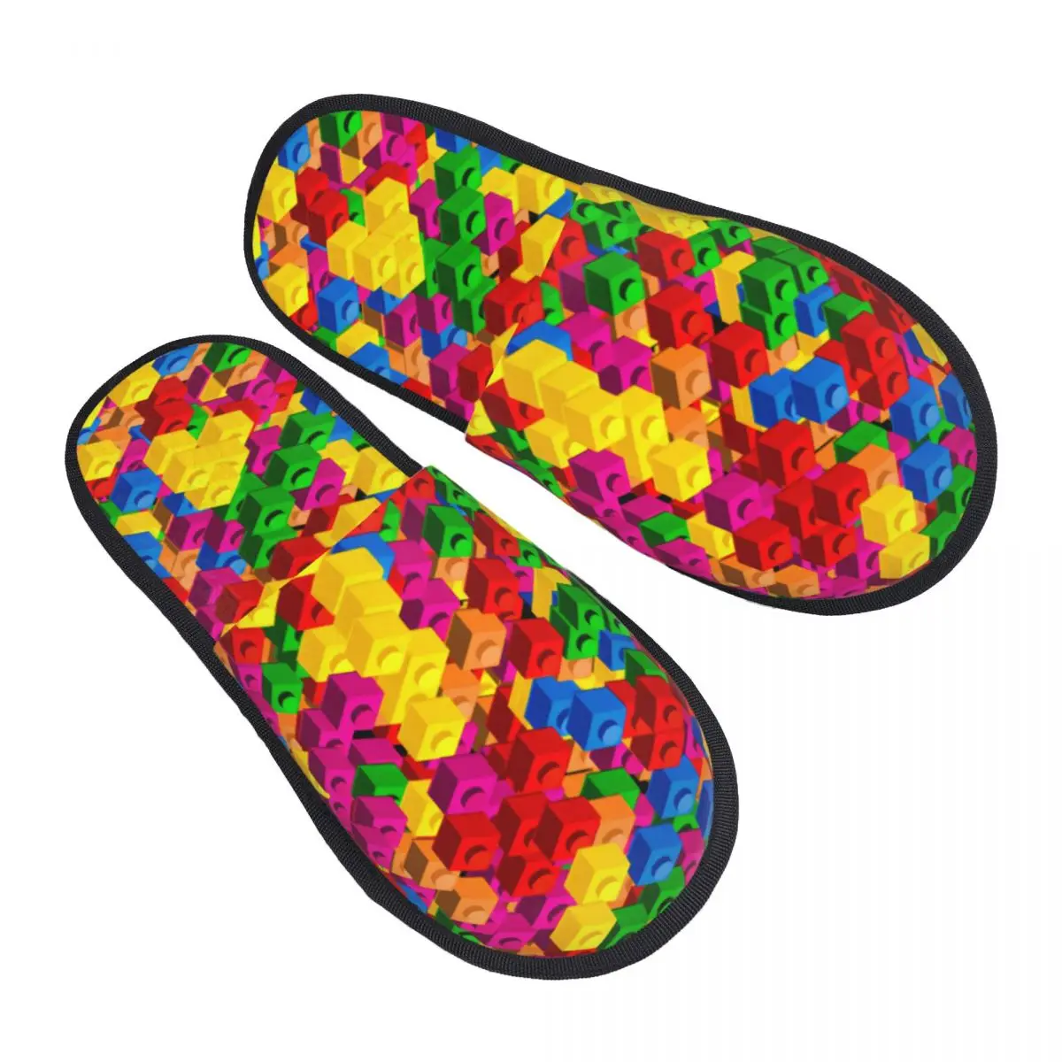 Custom Scattered Building Blocks Pattern Memory Foam Slippers Women Cozy Warm House Slippers