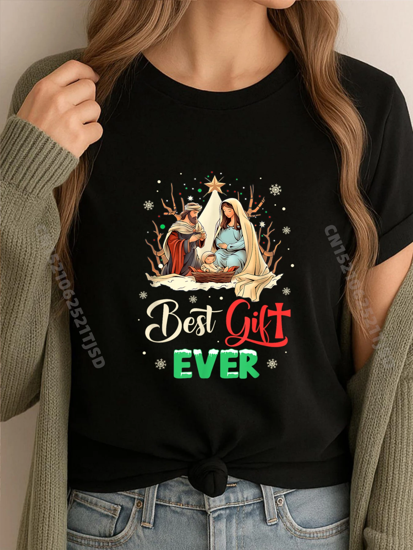 

Лучшая Рождественская крутая Рождественская сцена Иисуса, христианская роскошная одежда, футболка с мытым алфавитом